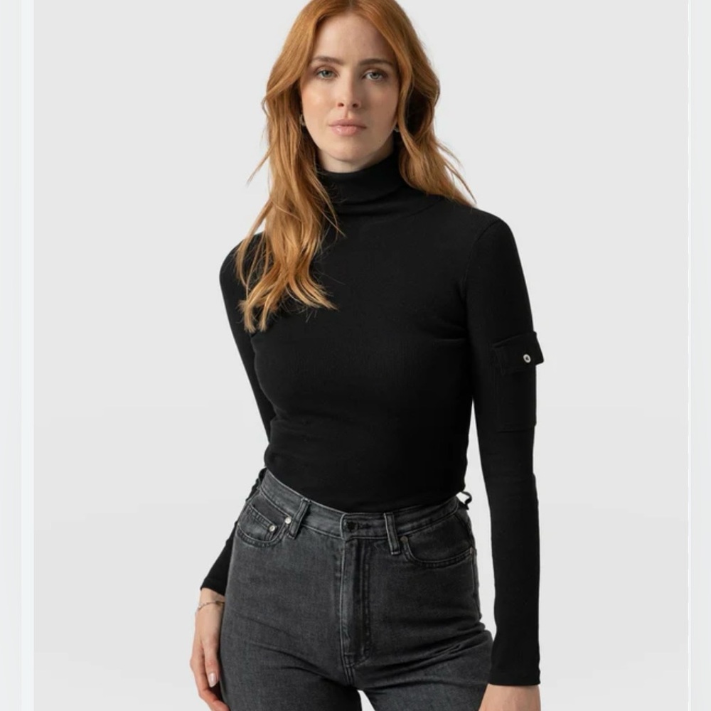 Saint + Sofia Pocket Turtle Neck-Black - image 1
